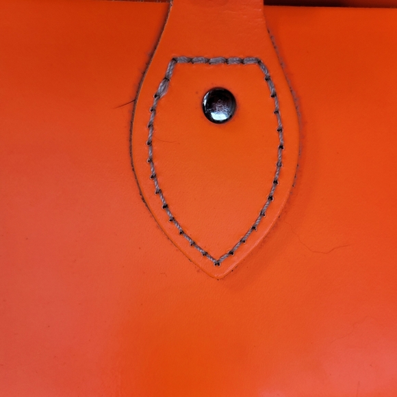 The Leather Satchel Co satchel with Crossbody Straps in Neon Orange - Picture 6 of 16